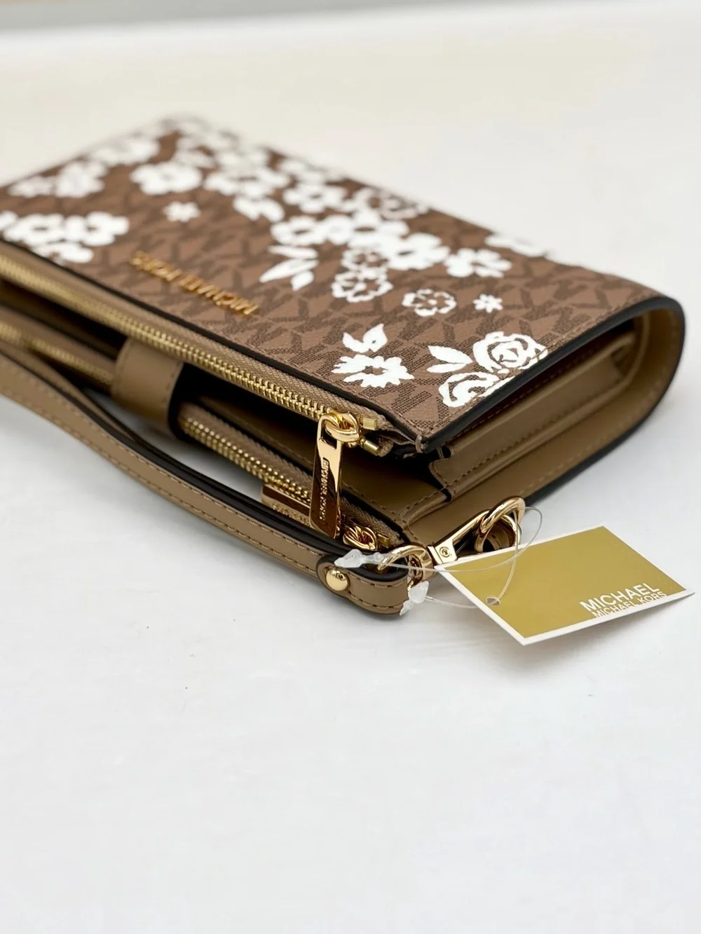 MICHAEL KORS JST Lg Double Zip Printed Signature Logo Wristlet Wallet